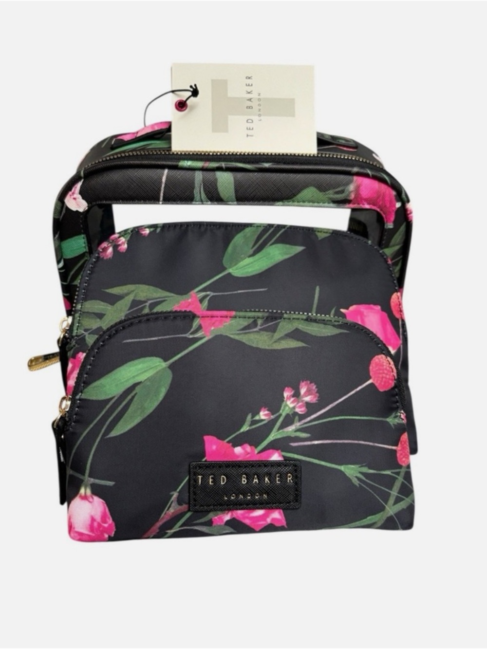 Ted Baker NWT 3 Piece Cosmetic Bags Pouch Set Black Floral $75 Retail - Picture 7 of 11